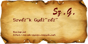 Szvák Győző névjegykártya